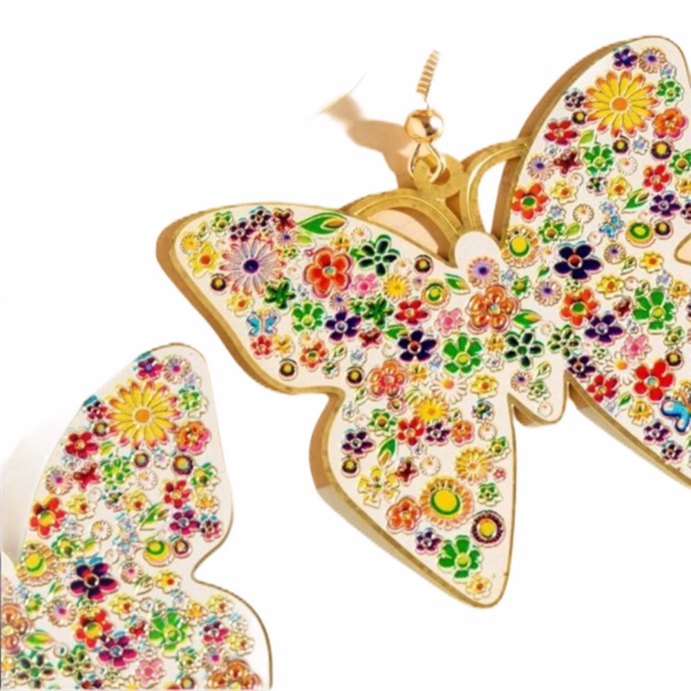 Floral Butterfly drop earrings 🦋 - Picture 4 of 4
